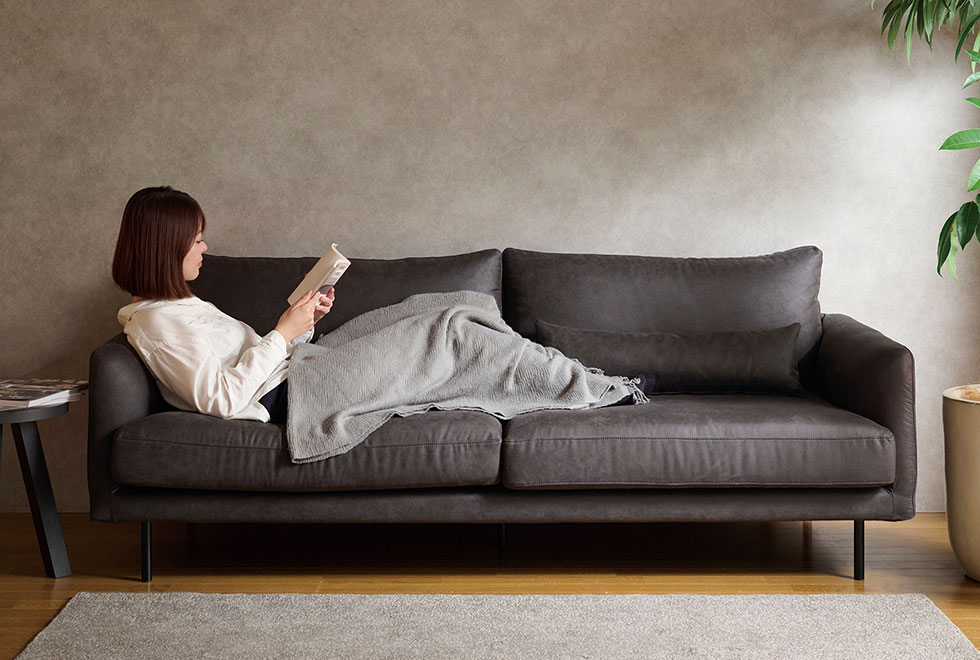 CYシリーズ ソファカラーバリエーション：ブラック / 3Pソファ（幅201cm）