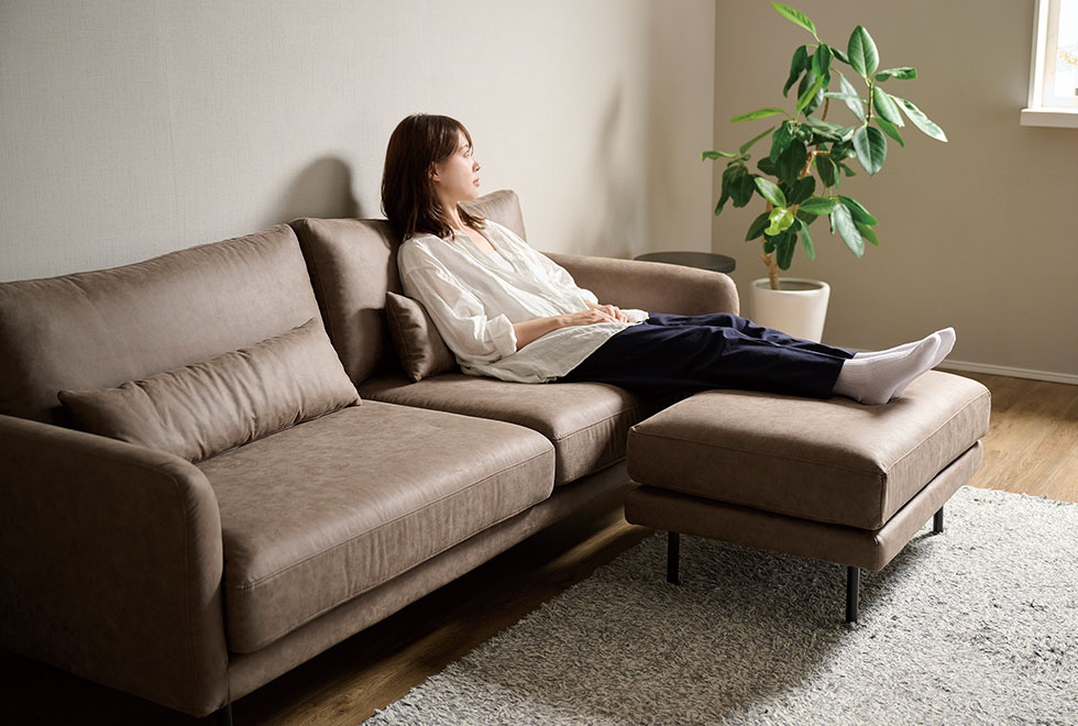 CYシリーズ ソファカラーバリエーション：グレー / 3Pソファ（幅201cm）+ グレー / オットマン