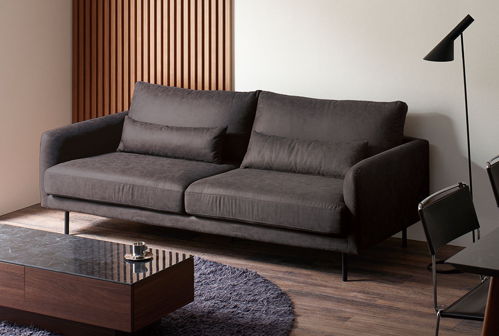 CYシリーズ ソファカラーバリエーション：ブラック / 3Pソファ（幅201cm）