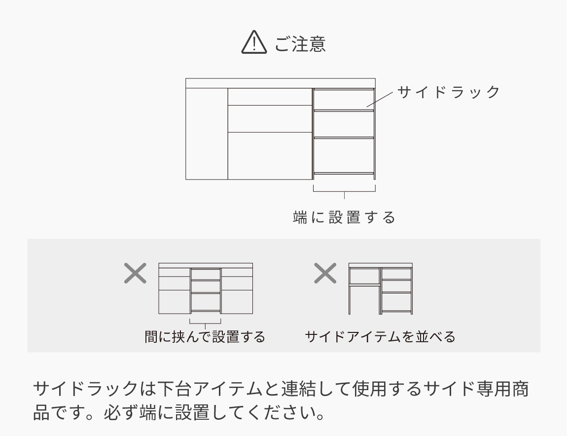 LC キッチンカウンター サイドラック （サイド専用アイテム／天板別売）