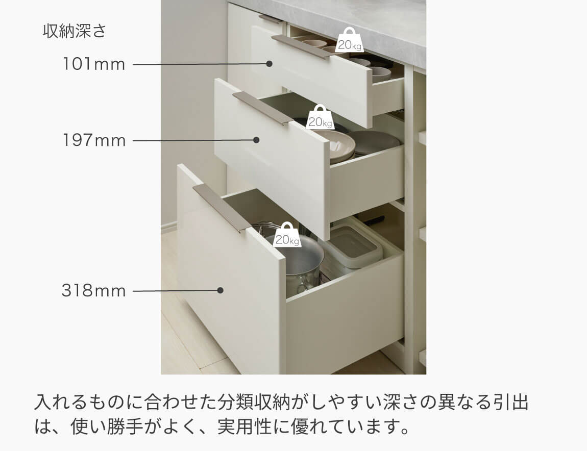 【複製】LC キッチンカウンター 下台キャビネット 引出収納 80cm幅（天板別売）