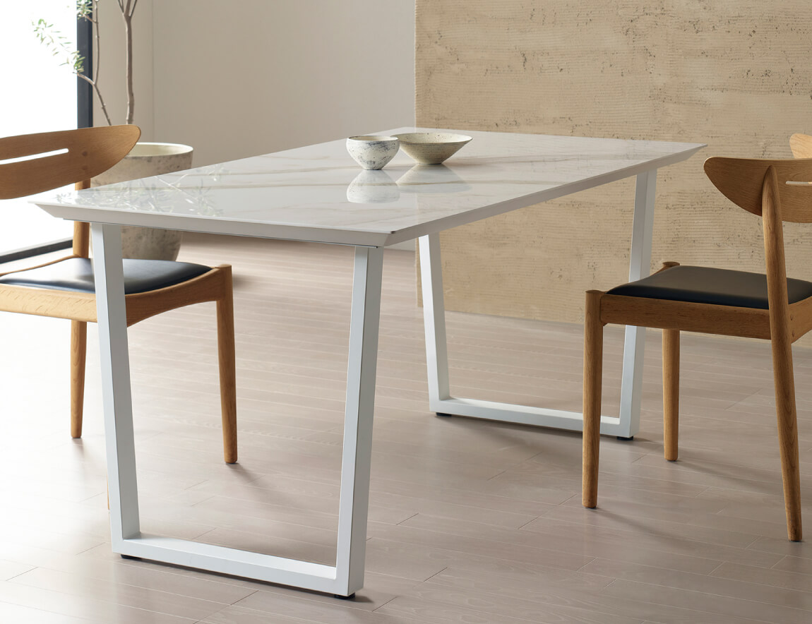 CX セラミックダイニングテーブル スクエア天板【アイアン脚/スクエアスタンド】