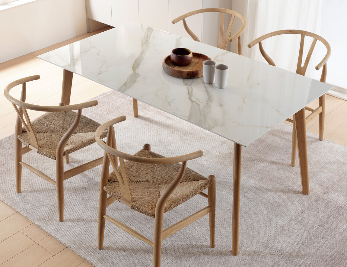 CX セラミックダイニングテーブル スクエア天板【無垢脚/4本脚】