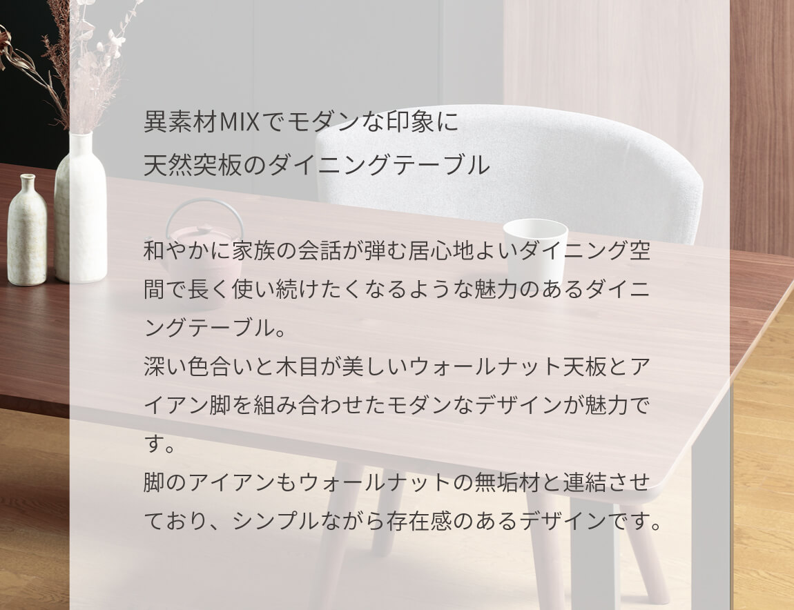 IKA ダイニングテーブル 天板突板/アイアン脚