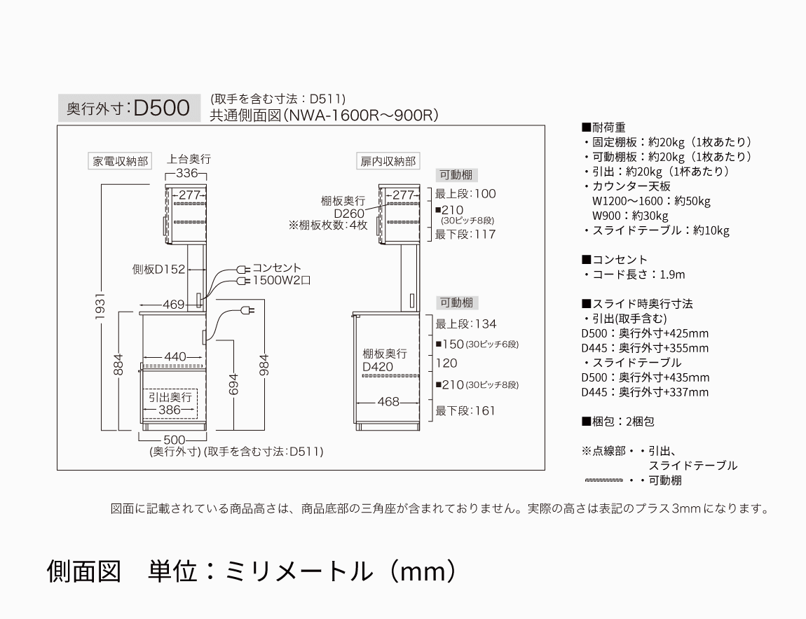 NW 食器棚 引き戸＆下台引出タイプ