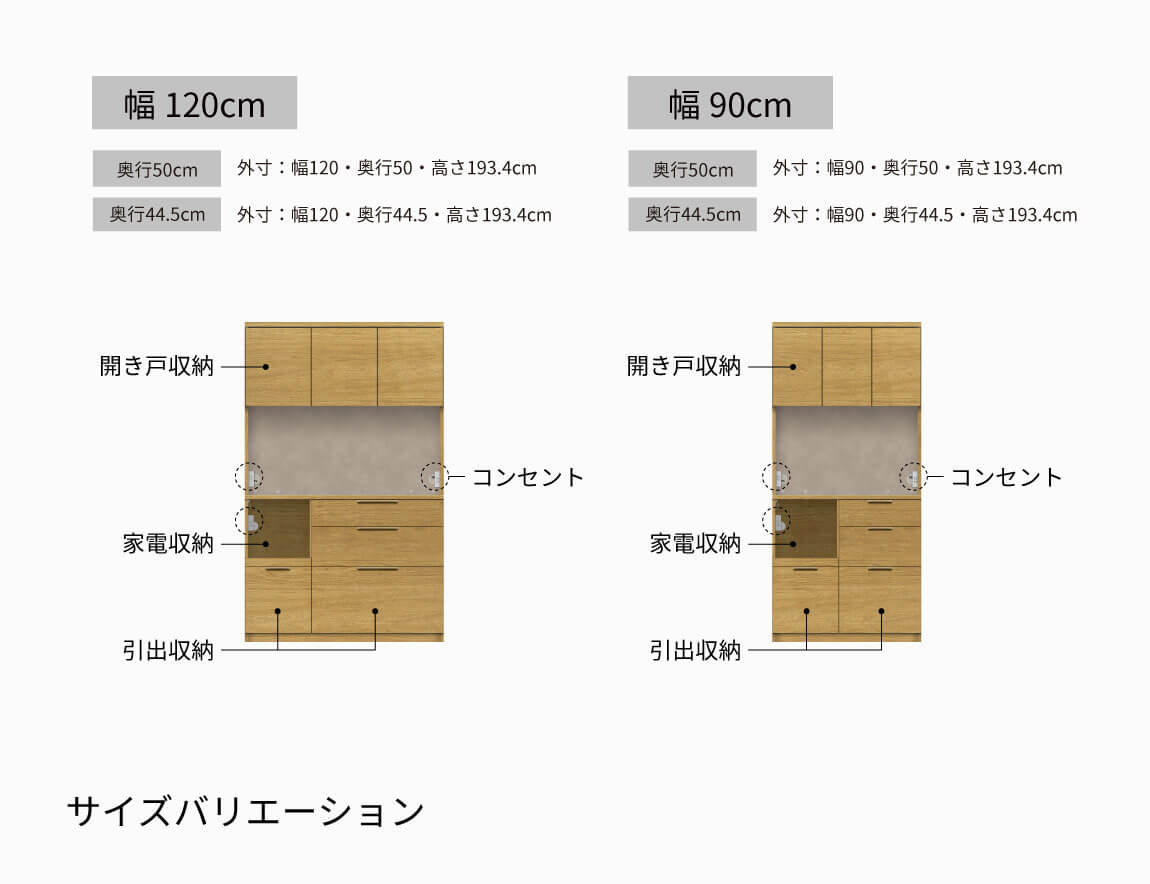NW 食器棚 開き扉＆下台引出タイプ