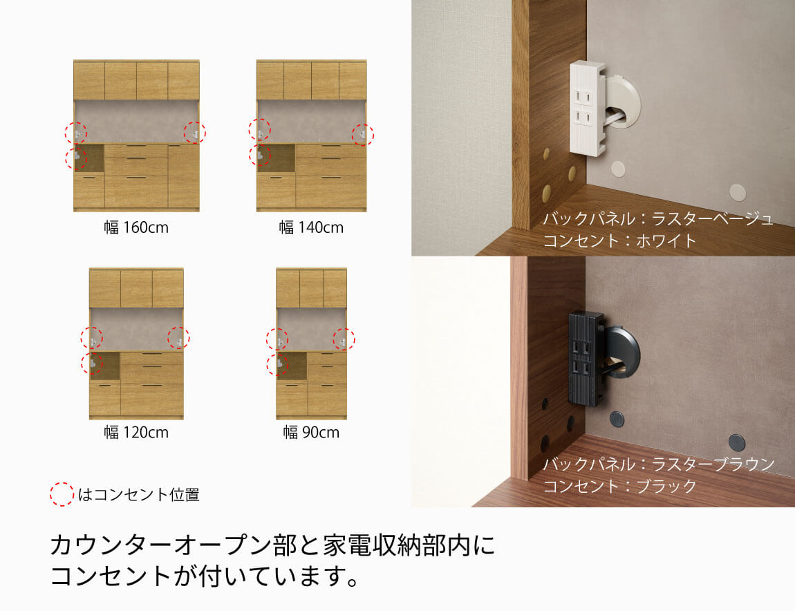 NW 食器棚 開き扉＆下台引出タイプ