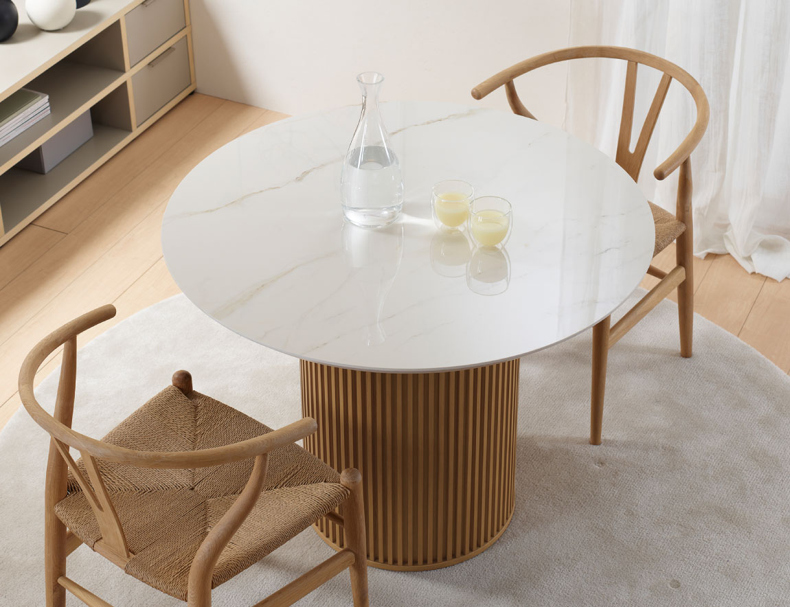 CX セラミックダイニングテーブル ラウンド天板【リブ脚】