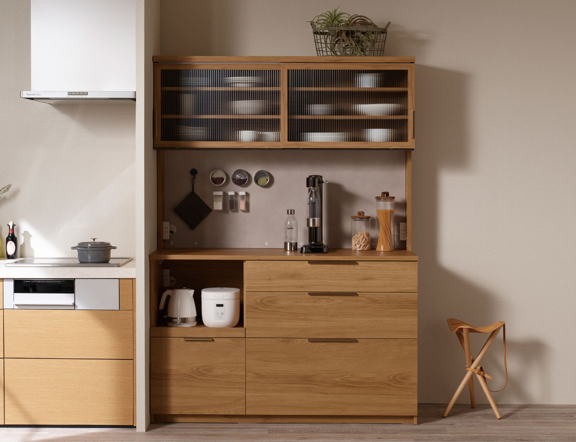 NW 食器棚 引き戸＆下台引出タイプ