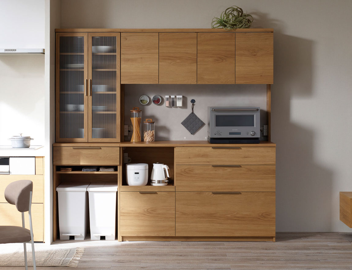 NW 食器棚 開き扉＆下台引出タイプ